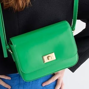 💚 J.Crew Edie Italian Leather Crossbody Bag Purse In Kelly Green NWT